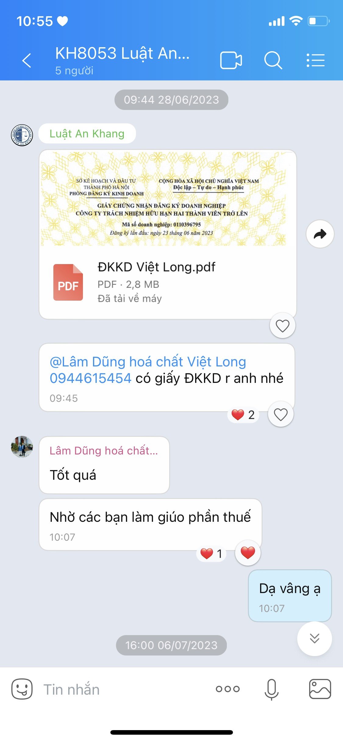 Feedback khách hàng dịch vụ thành lập doanh nghiệp