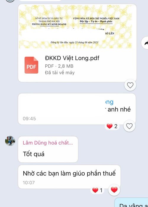 Feedback khách hàng dịch vụ thành lập doanh nghiệp